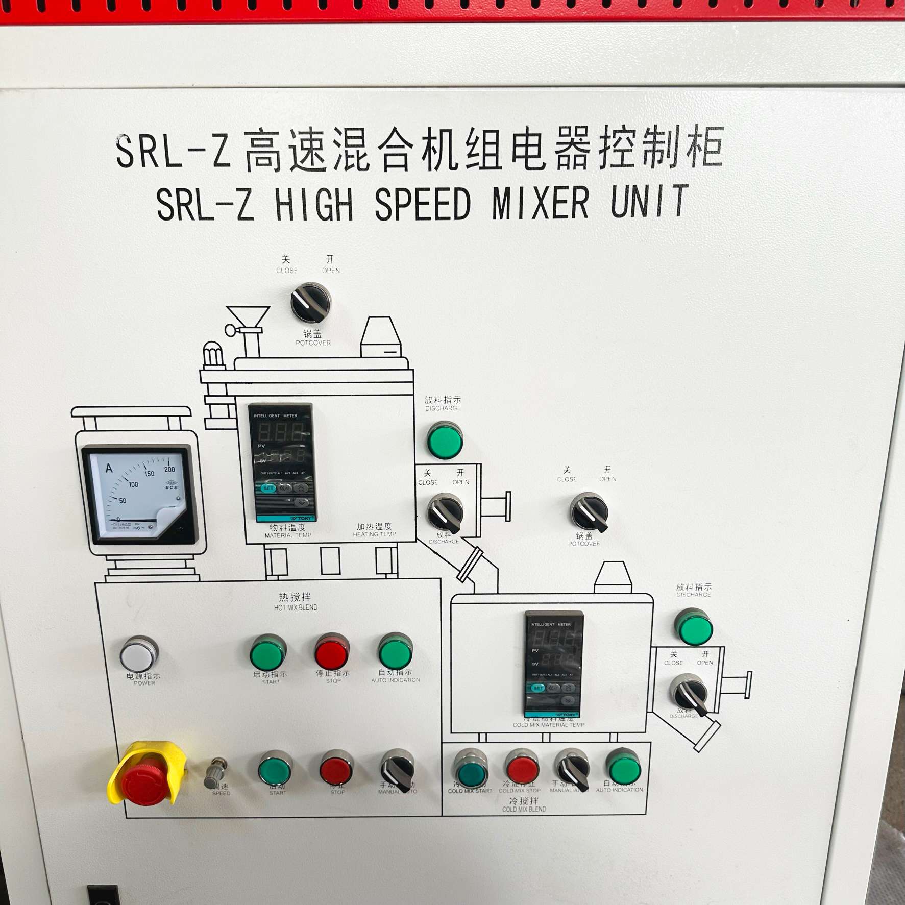 SRL300/600 mixing unit operation panel