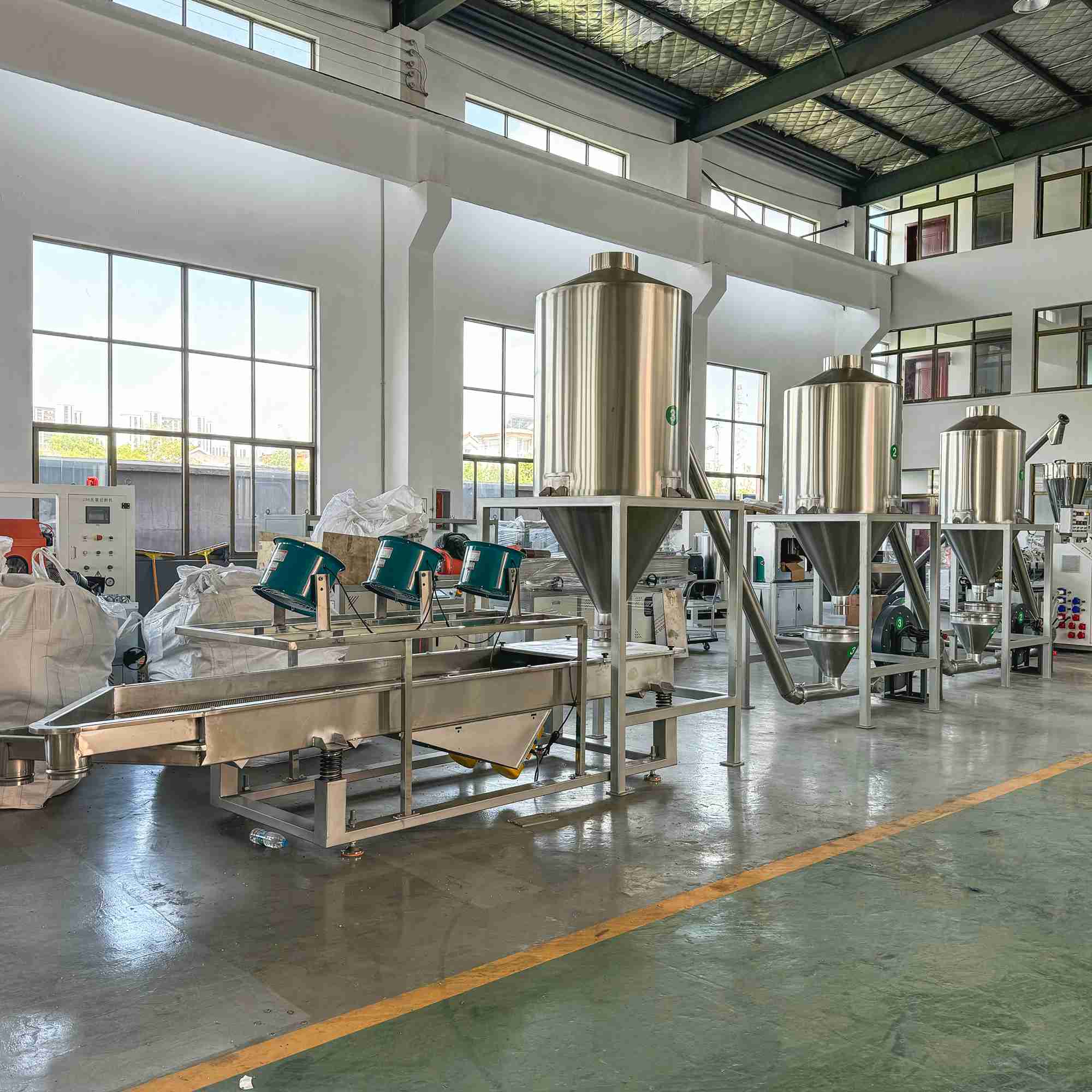 PVC soft transparent pellet granulation production line three air delivery