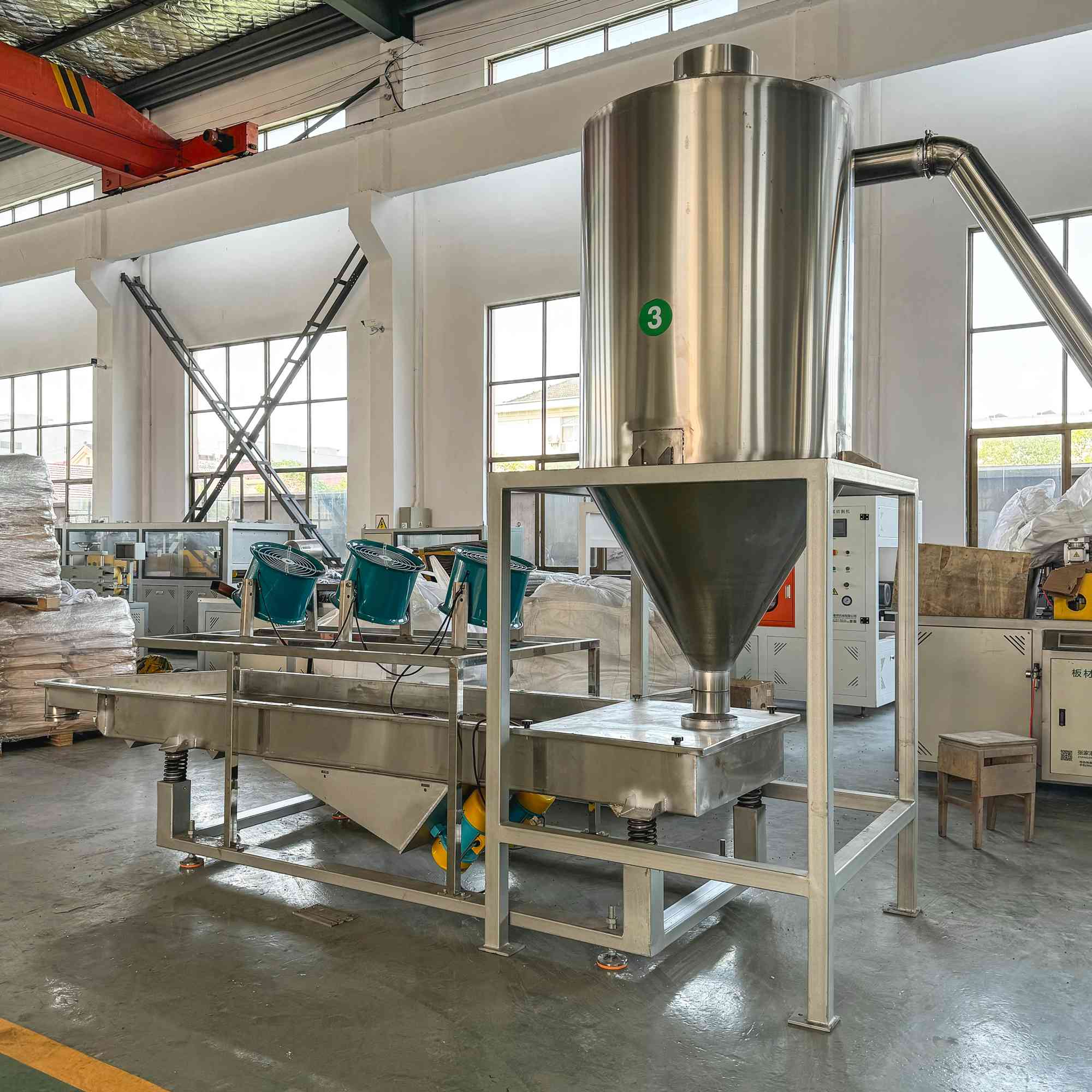 PVC soft transparent pellet granulation production line conical twin screw extruder double Vibrating screen supplier